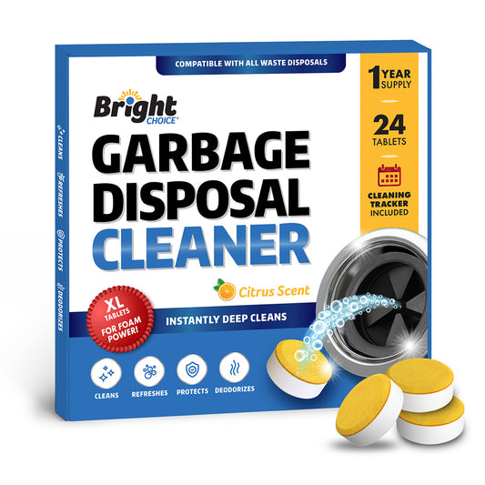 Garbage Disposal Cleaner and Deodorizer Tablets - 24 Pack, XL Citrus Foaming Tablet for Kitchen Sink Freshener, Drain Cleaner & Odor Eliminator - 1 Year of Sink Cleaning Supply